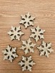 Confezione 10 Decorazioni legno fiocchi neve shabby 7 cm