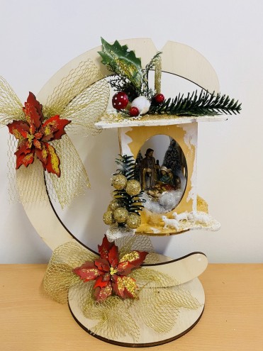 Kit Porta sfere con lanterna e presepe 35 cm h