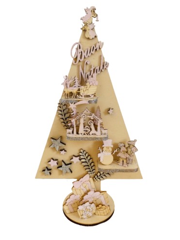 KIT ALBERO CON MENSOLE E PRESEPE 30 CM