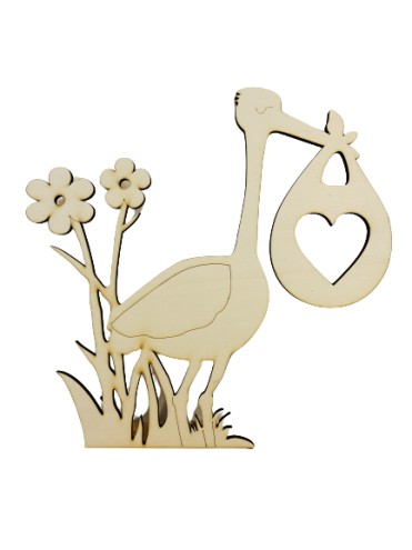 CICOGNA CON CUORE 30X30 CM 6 MM