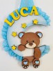 FIOCCO NASCITA ORSETTO CON LUNA 30 CM